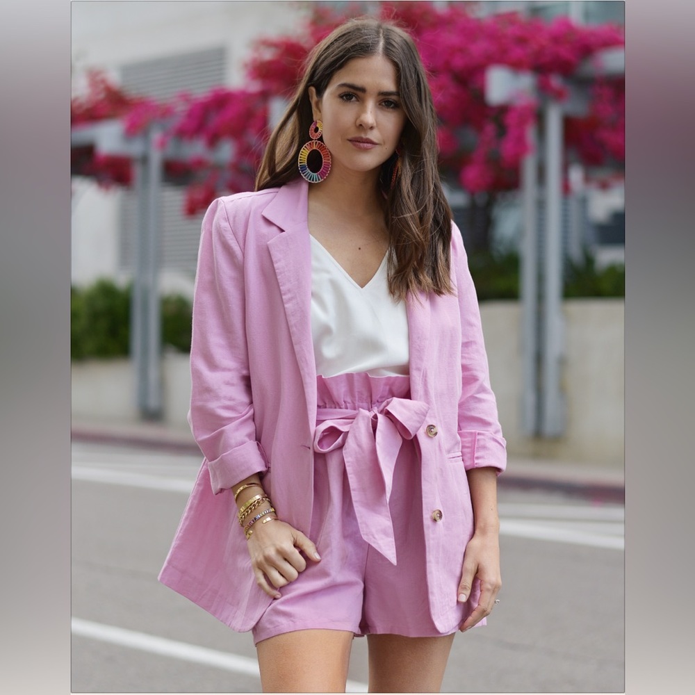 Paola Alberdi x The Drop Orchid Pink Oversized Blazer and Paperbag Waist Short